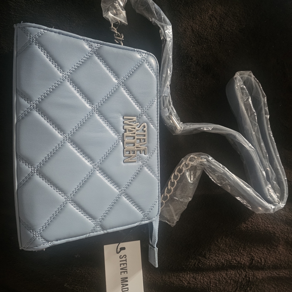 Steve Madden Light Blue Quilted Crossbody Bag